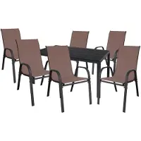 Mojawo Gartengarnitur Sitzgarnitur 7-teilig L150xB90cm Aluminium / Nonwood