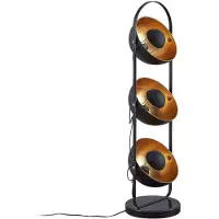 LINDBY Stehleuchte Muriel, 3-flg., schwarz/gold, Metall , Muriel, Schwarz, für Wohnzimmer, Metall, Modern