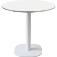 Restootab Runder Tisch Ø 70 cm – Rundes Modell, weiße Basis, weiße Edelstahlkanten