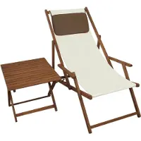 Erst-Holz Liegestuhl weiß Gartenliege Kissen Tisch Sonnenliege Holz Gartenstuhl Massivholzmöbel 10-303TKD