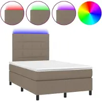 Syfax Boxspringbett mit Matratze & LED Taupe 120x200 cm Stoff