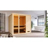 Karibu Sauna Innensauna Jutta Fronteinstieg Ofen 9 KW externe Strg easy 196x195x187 cm ohne Dachkranz