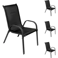 Mojawo 4er Outdoorstuhl Gartenstuhl Stapelstuhl Metall Anthrazit schwarz