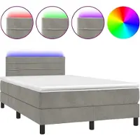 Syfax Boxspringbett mit Matratze & LED Hellgrau 120x200 cm Samt