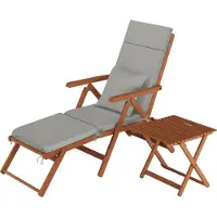 Erst-Holz Deckchair, Balkonstuhl, klassische und robuste Balkonliege mit Tisch wählbarem Zubehör V-10-200T