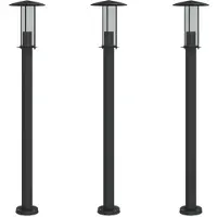 vidaXL Wegeleuchten 3 Stk. Schwarz 100 cm Edelstahl