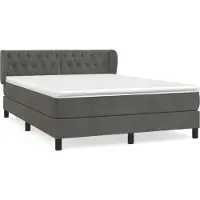 Syfax Boxspringbett mit Matratze Dunkelgrau 140x190 cm Samt