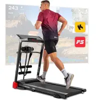 Hop-Sport HS-1200LB Soul - 3in1 Laufband für zuhause inkl. Massagegerät und Sit-Up Station - Laufband klappbar mit LCD-Display, App-Steuerung, 15 Programmen und max. Geschwindigkeit 14km/h
