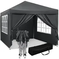 Woltu Pavillon Pop-Up wasserdichter Faltpavillon, aus Oxford Metallrahmen 3 x 3 m Anthrazit