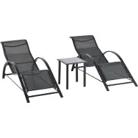 Outsunny Gartenliege Sonnenliege-Set mit Tisch, 2 Liegestühlen, Liege, 3 St., Relaxliege