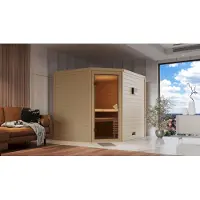 Karibu Sauna Innensauna Tanami Eckeinstieg Ofen 9 kW integr. Strg 231x195x200 cm ohne Dachkranz