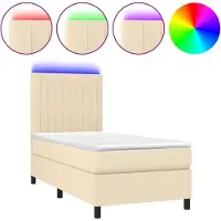 Syfax Boxspringbett mit Matratze & LED Creme 100x200 cm Stoff