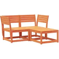 vidaXL 3-tlg. Garten-Sofagarnitur Wachsbraun Massivholz Kiefer