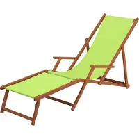 Erst-Holz Liegestuhl pistazie Fußablage Tisch Kissen Deckchair Sonnenliege Holz Gartenliege 10-306FTKH