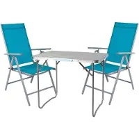 Mojawo 3-teiliges Campingmöbel Set Aluminium Textilen Petrol