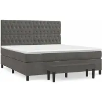 Syfax Boxspringbett mit Matratze Dunkelgrau 180x200 cm Samt