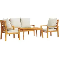 vidaXL 4-Tlg Garten-Lounge-Set mit Kissen Massivholz Akazie 3211795