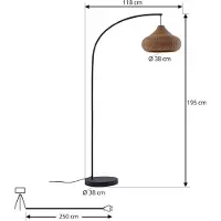 LUCANDE Außenstehleuchte Taniola, beige, Rattan, 195cm, IP44 Taniola, Holz hell, Holz, Landhaus / Rustikal