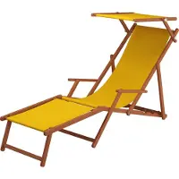 Erst-Holz Gartenliege Sonnenliege gelb Liegestuhl Fußteil Sonnendach Tisch Kissen Deckchair 10-302FSTKD