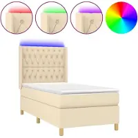Syfax Boxspringbett mit Matratze & LED Creme 90x190 cm Stoff