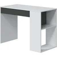 Dmora Schreibtisch Danani, Wendeschreibtisch mit Schublade, Arbeits- oder Bürotisch für PC, 101x50h73 cm, Weiß und Anthrazit