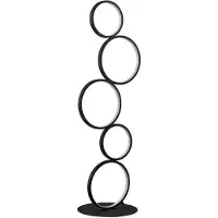 LINDBY LED-Stehleuchte Jacek, schwarz, Metall, 110 cm, Ringe