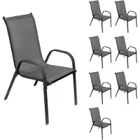 Mojawo 8er Outdoorstuhl Gartenstuhl Stapelstuhl Metall Textilen Anthrazit