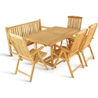 Möbelliebling Gartenmöbel Set 6tlg mit Bank Teak Gartentisch ausziehbar 180-240 cm KUBA/ARUBA