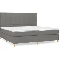 Syfax Boxspringbett mit Matratze Dunkelgrau 200x200 cm Stoff