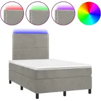 Syfax Boxspringbett mit Matratze & LED Hellgrau 120x200 cm Samt