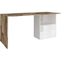 Dmora Schreibtisch Dmait, Linearer Schreibtisch mit PC-Halterung, Mehrzweck-Bürotisch, platzsparender Schreibtisch, 100 % Italy, 110 x 50 x 75 cm, Weiß glänzend und Ahorn