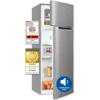 Exquisit Kühl-Gefrierkombination, Kühlschrank mit Gefrierfach, 206 Liter, 4-Sterne-Gefrierfach, 55 cm Breit, Freistehend, KGC5270-45-040E inoxlook