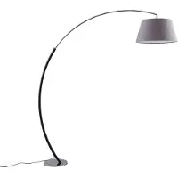 LUCANDE Bogenlampe Evelyna , alu / grau / zink, für Schlafzimmer, Textil / Stoff / Seide, Modern, Stehlampe