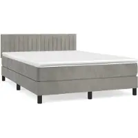 Syfax Boxspringbett mit Matratze Hellgrau 140x200 cm Samt