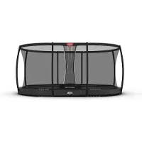 Berg Bodentrampolin Grand Champion InGround 470 + Sicherheitsnetz Deluxe Grau