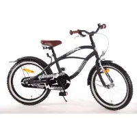 Tpfsports Black Cruiser Kinderfahrrad - Jungen - 18 Zoll - Rücktritt + Handbremse - Schwarz