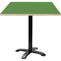 Restootab Tisch 70 x 70 cm – Modell Bazila mit grünen Holzkanten