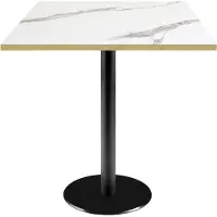 Restootab Tisch 70 x 70 cm – Modell Rom aus weißem Marmor mit Messingkanten
