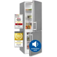 Exquisit Kühl-Gefrierkombination KGC5233-60-HE-040D inoxlook | Nutzinhalt: 173 L | Alarm-Funktion | 4-Sterne-Gefrieren | Standgerät