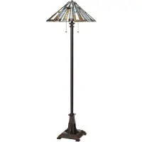 Licht-Erlebnisse Stehlampe Metall Glas 157,8 cm in Bronze Antik Bunt 2-flammig Tiffany Stil