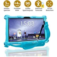AngelTech Kindertablet XL - Android 14 - 3+4 GB RAM - 32+64 GB - Extra Groß - Elterliche Kontrolle - Fidgy Schutzhülle - 100% Kidsproof - Blau