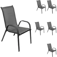 Mojawo 6er Outdoorstuhl Gartenstuhl Stapelstuhl Metall Textilen Anthrazit