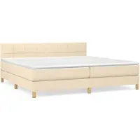 Syfax Boxspringbett mit Matratze Creme 200x200 cm Stoff