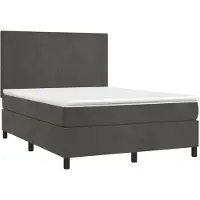 Syfax Boxspringbett mit Matratze Dunkelgrau 140x190 cm Samt