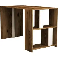 Dmora Schreibtisch Dpican, Mehrzweckschreibtisch, Bürotisch für PC, Eckschreibtisch, 120x60h75 cm, Walnuss und Weiß