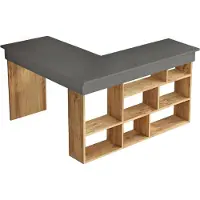 Dmora Schreibtisch Dfavasul, Mehrzweckschreibtisch, Bürotisch für PC, Eckschreibtisch, 129x120h72 cm, Eiche und Schwarz