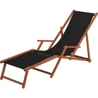 Erst-Holz Liegestuhl schwarz Sonnenliege Fußteil Gartenliege Holz Deckchair Strandstuhl Gartenmöbel 10-305 F