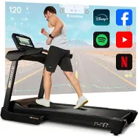 Hop-Sport Laufband für Zuhause HS-5000LB - Laufband klappbar mit 4,5 PS Motor, bis 22 km/h, 15 Neigungsstufen - Laufband mit Bluetooth App-Verbingung