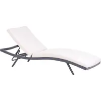 Beliani Gartenliege Schwarz Aluminium mit Bespannung Hellbeige Stoff Verstellbares Kopfteil Modern Outdoor Garten Terrasse Balkon Außenbereich