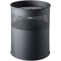 Helit Papierkorb the dot H2515795, 15 l, Ø 25,7 x H 32,1 cm, rund, Metall schwarz, Lochdekor, matt